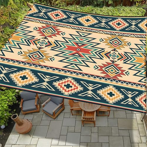 Highdi Mehrfarbiger Bohème Sonnensegel Wasserdicht UV Schutz,Terrasse Garten Camping Sonnensegel Rechteckig,Schnelltrocknend Balkon Sonnenschutz Segeltuch mit Ösen und 4 Seil (Bunt,1,8x1,8m) von Highdi