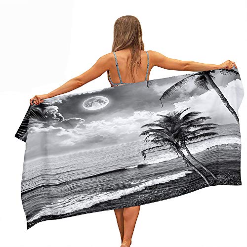 Highdi Microfaser Strandtuch Groß, Ozean Sommer Leicht Kompakt Schnelltrocknend Sandfrei Badetuch Sporthandtuch Strandlaken Reisehandtuch Picknickdecke für Erwachsene Kinder (Grau,70x150cm) von Highdi