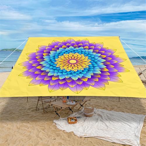 Highdi Moderne Mode Sonnensegel Wasserdicht UV Schutz,Terrasse Garten Camping Sonnensegel Rechteckig,Schnelltrocknend Balkon Sonnenschutz Segeltuch mit Ösen & 4 Seil (Gelb,2,0x2,0m) von Highdi