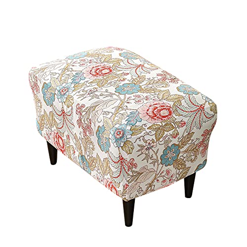 Highdi Ottomane Schonbezug Hockerbezug, Hocker Husse für Fußhocker Rechteckig, Stretch Bezug Ottomane Abdeckung Überzug Hocker Protector Waschbar Hockerabdeckung (rosa Blumen,XL) von Highdi