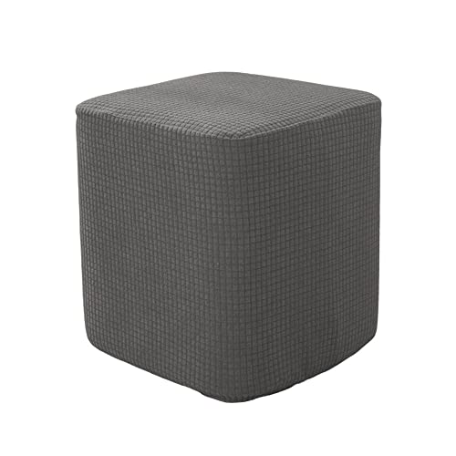 Highdi Ottomane Schonbezug Hockerbezug,Einfarbig Hocker Hussen für Quadratische Fußhocker,Stretch Bezug Ottomane Abdeckung Überzug Hocker Protector Waschbar Hockerabdeckung (dunkelgrau,1 Stück) von Highdi