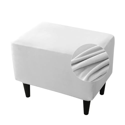 Highdi Ottomane Schonbezug Weicher Samt Hockerbezug Rechteckig Hocker Bezug für Fußhocker, Stretch Einfarbig Hocker Hussen Ottomane Bezug Abdeckung Waschbar Hocker Protector (Hellgrau) von Highdi