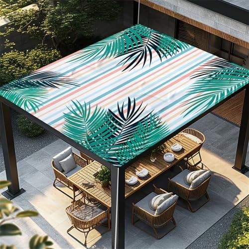 Highdi Pflanzen Floralen Sonnensegel Wasserdicht UV Schutz,Terrasse Garten Camping Sonnensegel Rechteckig,Schnelltrocknend Balkon Sonnenschutz Segeltuch mit Ösen und 4 Seil (Grüne Blätter,1,8x1,8m) von Highdi