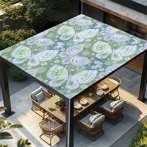 Highdi Pflanzen Floralen Sonnensegel Wasserdicht UV Schutz,Terrasse Garten Camping Sonnensegel Rechteckig,Schnelltrocknend Balkon Sonnenschutz Segeltuch mit Ösen und 4 Seil (Schmetterling,2,0x2,0m) von Highdi