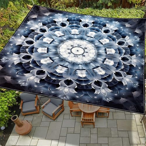 Highdi Retro-Europäischer Stil Sonnensegel Wasserdicht UV Schutz,Terrasse Garten Camping Sonnensegel Rechteckig,Schnelltrocknend Balkon Sonnenschutz Segeltuch mit Ösen & 4 Seil (Grau,1,5x1,5m) von Highdi