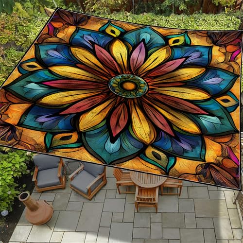 Highdi Retro-Europäischer Stil Sonnensegel Wasserdicht UV Schutz,Terrasse Garten Camping Sonnensegel Rechteckig,Schnelltrocknend Balkon Sonnenschutz Segeltuch mit Ösen & 4 Seil (Retro,2,0x2,0m) von Highdi