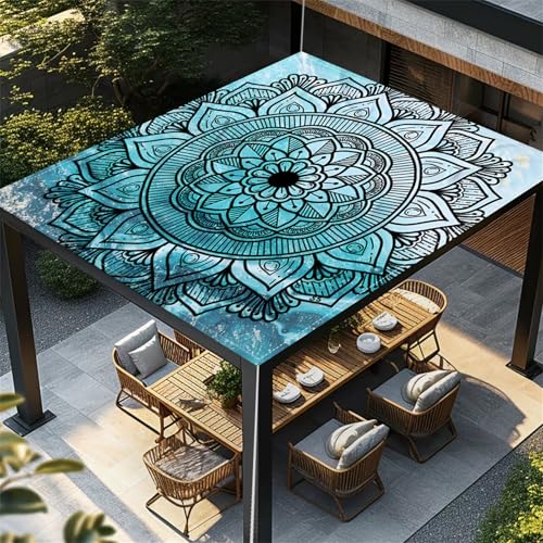 Highdi Retro Multicolor Sonnensegel Wasserdicht UV Schutz,Terrasse Garten Camping Sonnensegel Rechteckig,Schnelltrocknend Balkon Sonnenschutz Segeltuch mit Ösen und 4 Seil (Aqua Blau,2,0x2,4m) von Highdi