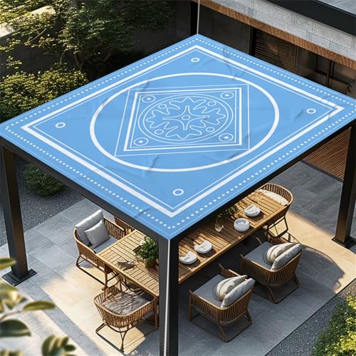 Highdi Retro Multicolor Sonnensegel Wasserdicht UV Schutz,Terrasse Garten Camping Sonnensegel Rechteckig,Schnelltrocknend Balkon Sonnenschutz Segeltuch mit Ösen und 4 Seil (Blau Weiß,1,5x1,5m) von Highdi