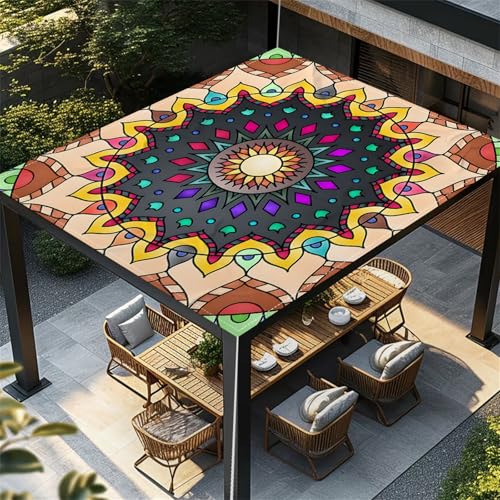 Highdi Retro Multicolor Sonnensegel Wasserdicht UV Schutz,Terrasse Garten Camping Sonnensegel Rechteckig,Schnelltrocknend Balkon Sonnenschutz Segeltuch mit Ösen und 4 Seil (Bunt,1,8x1,8m) von Highdi