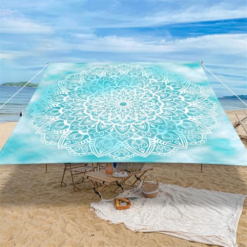 Highdi Retro Nordic Sonnensegel Wasserdicht UV Schutz,Terrasse Garten Camping Sonnensegel Rechteckig,Schnelltrocknend Balkon Sonnenschutz Segeltuch mit Ösen & 4 Seil (Aquamarin,2,0x2,0m) von Highdi