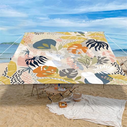 Highdi Retro Nordic Sonnensegel Wasserdicht UV Schutz,Terrasse Garten Camping Sonnensegel Rechteckig,Schnelltrocknend Balkon Sonnenschutz Segeltuch mit Ösen & 4 Seil (Monstera,2,0x2,4m) von Highdi