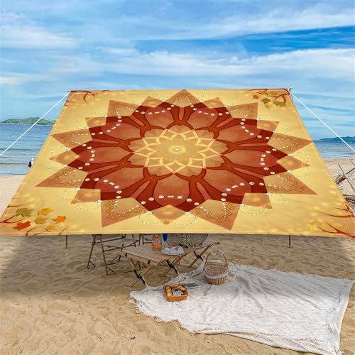 Highdi Retro Nordic Sonnensegel Wasserdicht UV Schutz,Terrasse Garten Camping Sonnensegel Rechteckig,Schnelltrocknend Balkon Sonnenschutz Segeltuch mit Ösen & 4 Seil (Retro,1,8x1,8m) von Highdi