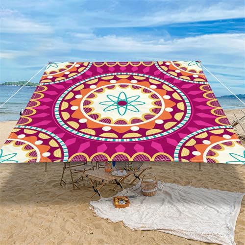 Highdi Retro Nordic Sonnensegel Wasserdicht UV Schutz,Terrasse Garten Camping Sonnensegel Rechteckig,Schnelltrocknend Balkon Sonnenschutz Segeltuch mit Ösen & 4 Seil (Rosenrot,1,5x1,5m) von Highdi