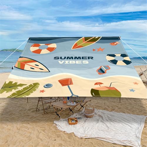 Highdi Retro Nordic Sonnensegel Wasserdicht UV Schutz,Terrasse Garten Camping Sonnensegel Rechteckig,Schnelltrocknend Balkon Sonnenschutz Segeltuch mit Ösen & 4 Seil (Sommer,1,8x1,8m) von Highdi