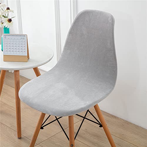 Highdi Samt Schalenstuhl Bezug, Einfarbig Stuhlbezug 2/4/6 er Set Stuhlbezüge Stretch Esszimmerstühle Bezug Moderne Elastischer Stuhlhussen Abnehmbar Waschbar Küchenstühle Husse (Hellgrau,6 PCS) von Highdi
