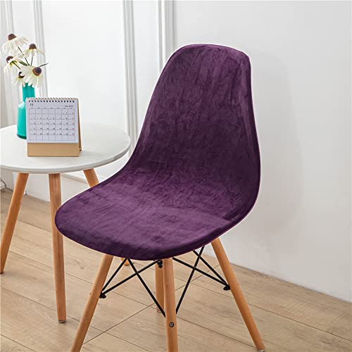 Highdi Samt Schalenstuhl Bezug, Einfarbig Stuhlbezug 2/4/6 er Set Stuhlbezüge Stretch Esszimmerstühle Bezug Moderne Elastischer Stuhlhussen Abnehmbar Waschbar Küchenstühle Husse (Lila,2 PCS) von Highdi