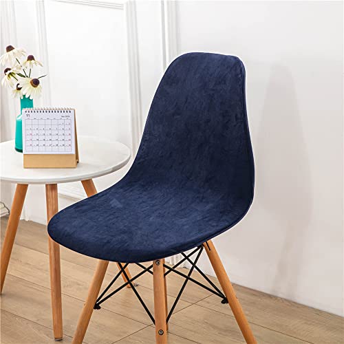 Highdi Samt Schalenstuhl Bezug, Einfarbig Stuhlbezug 2/4/6 er Set Stuhlbezüge Stretch Esszimmerstühle Bezug Moderne Elastischer Stuhlhussen Abnehmbar Waschbar Küchenstühle Husse (Navy blau,1 PC) von Highdi
