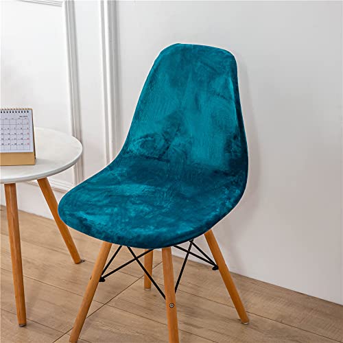 Highdi Samt Schalenstuhl Bezug, Einfarbig Stuhlbezug 2/4/6 er Set Stuhlbezüge Stretch Esszimmerstühle Bezug Moderne Elastischer Stuhlhussen Abnehmbar Waschbar Küchenstühle Husse (Pfauenblau,1 PC) von Highdi