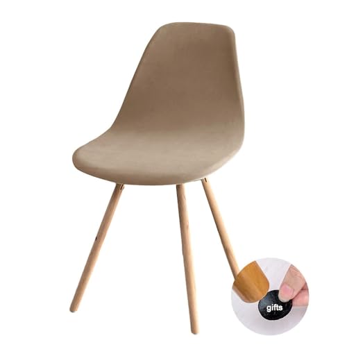 Highdi Samt Schalenstuhl Bezug, Stuhlbezug 1/2/4/6 er Set Stuhlbezüge Stretch Esszimmerstühle Bezug Moderne Elastischer Stuhlhussen Abnehmbar Waschbar Küchenstühle Husse (2PCS,Kamel) von Highdi