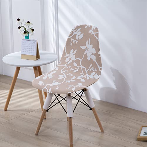 Highdi Schalenstuhl Bezug, Blumenmuster Stretch Stuhlhussen Bezug für Esszimmerstühle, Modern Abnehmbar Waschbar Universal Stuhlbezug Wohnzimmer Büro Küchenstühle Husse (Beige,1PC) von Highdi