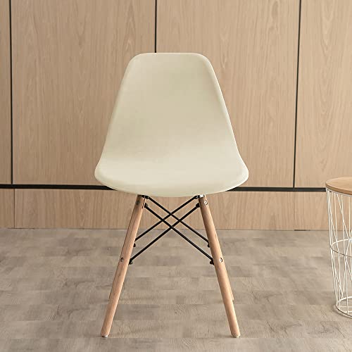 Highdi Schalenstuhl Bezug Samt Stuhlhussen Stretch Universal Esszimmerstühle Bezug Moderne Elastischer Abnehmbar Waschbar Stuhlbezug Wohnzimmer Büro Küchenstühle Husse (Beige,6PCS) von Highdi