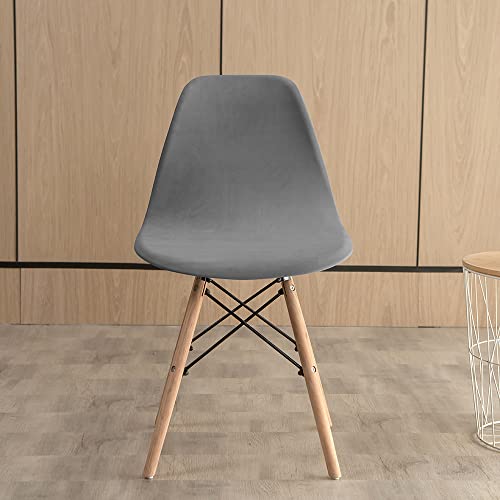 Highdi Schalenstuhl Bezug Samt Stuhlhussen Stretch Universal Esszimmerstühle Bezug Moderne Elastischer Abnehmbar Waschbar Stuhlbezug Wohnzimmer Büro Küchenstühle Husse (Grau,1PC) von Highdi