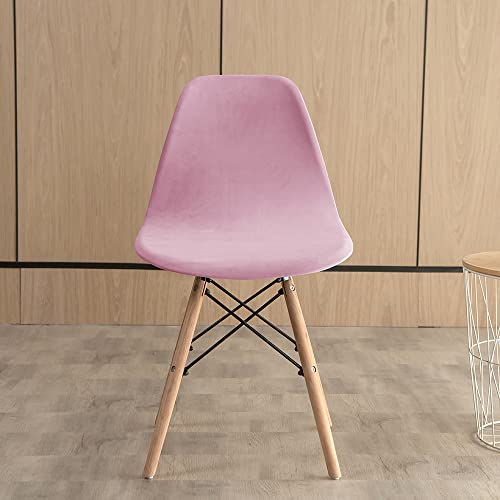 Highdi Schalenstuhl Bezug Samt Stuhlhussen Stretch Universal Esszimmerstühle Bezug Moderne Elastischer Abnehmbar Waschbar Stuhlbezug Wohnzimmer Büro Küchenstühle Husse (Rosa,6PCS) von Highdi