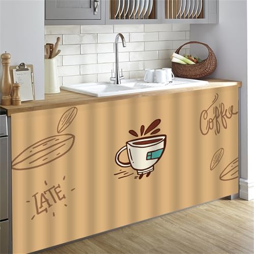 Highdi Schrankvorhang mit Klett, Schrank Vorhang Küche für Regal Selbstklebend Privatsphäre Schrankgardine für Küche, Kleiderschrank, Kommode (Kaffeetassen,50 * 70cm) von Highdi