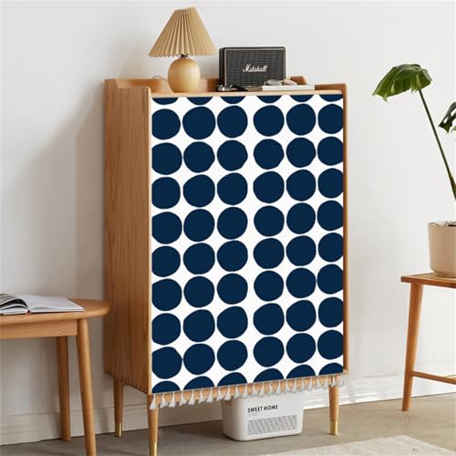 Highdi Schrankvorhang mit Klett, Schrank Vorhang Küche für Regal Selbstklebend Privatsphäre Schrankgardine für Küche, Kleiderschrank, Kommode (Marineblaue Punkte,W80xH120cm) von Highdi