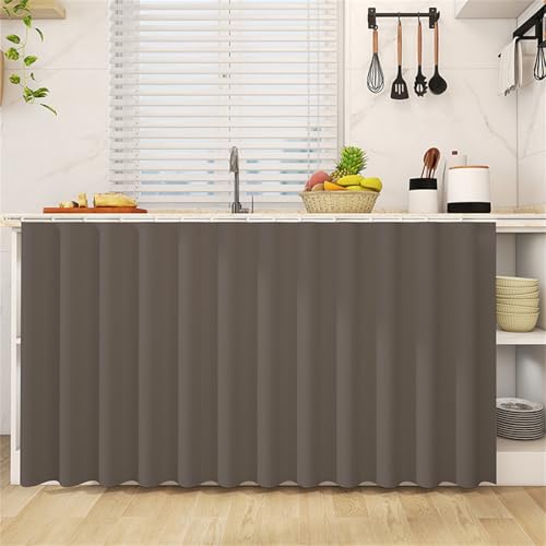 Highdi Schrankvorhang mit Klett, Schrank Vorhang Küche für Regal Selbstklebend Privatsphäre Schrankgardine für Küche, Kleiderschrank, Kommode-Einfarbig (Curry Grau,80 * 120cm) von Highdi