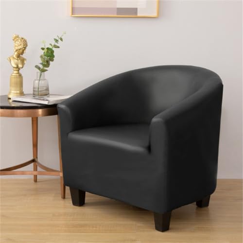 Highdi Sesselbezug 1 Sitz Wasserdichtes Leder Stretch Sesselüberwurf Clubsessel Sesselhusse - Waschbar Universal Sesselschoner mit Armlehnen für Clubsessel, Cocktailsessel (Schwarz) von Highdi