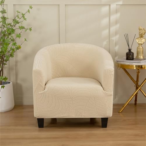 Highdi Sesselhussen 1 Sitz Wasserdicht Jacquard-Stoff Stretch Sesselbezug Universal Sesselschoner, Sofahusse für Drinnen im Freien Clubsessel Loungesessel Cocktailsessel (Beige) von Highdi