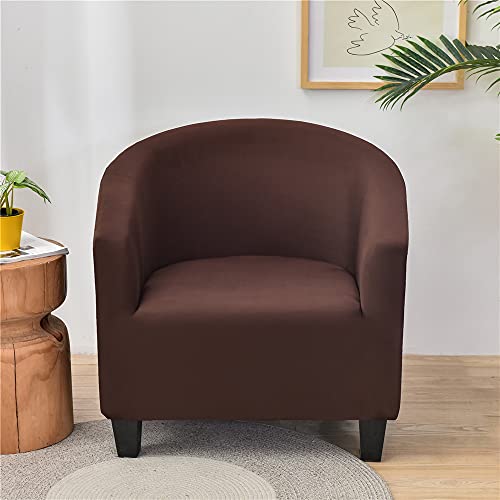 Highdi Sesselschoner Elastisch Sesselüberwurf, Einfarbig Modern Club Chair Stretch Sesselhusse, Universal Sofabezug für Einzelsofa, Clubsessel, Cocktailsessel (Braun) von Highdi