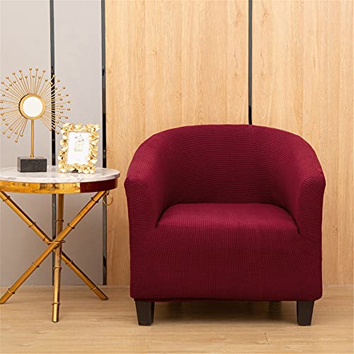 Highdi Sesselschoner Hoch Stretch Sesselhussen, Club Chair Schonbezug Einfarbig Jacquard Sofabezug Sofaüberwurf für Clubsessel Loungesessel Cocktailsessel (Rot) von Highdi