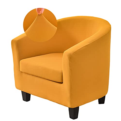 Highdi Sesselschoner Sesselbezug 2-Teilig Weiches Stretch-Spandex Einfarbig Sesselüberwurf Sesselhusse, Tub Chair Covers Cocktailsessel Clubsessel Loungesessel (Gold) von Highdi