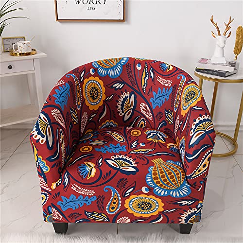 Highdi Sesselschoner Sesselüberwurf mit Elastisch Stretch Husse, Club Chair Blumenserie Schonbezug Sofabezug mit hoher Dehnung Sessel für Clubsessel Cocktailsessel (Paisley-Stil) von Highdi