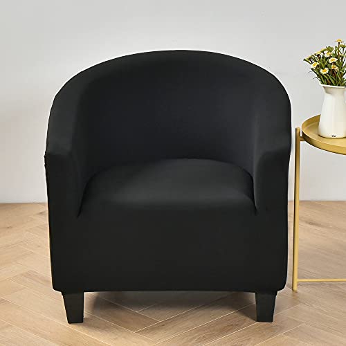 Highdi Sesselschoner Sesselüberwurf mit Elastisch Stretch Husse, Club Chair Einfarbig Schonbezug Sofabezug mit hoher Dehnung Sessel für Clubsessel Loungesessel Cocktailsessel (schwarz) von Highdi