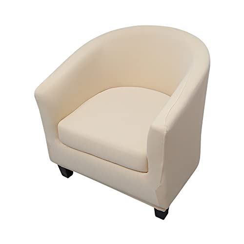 Highdi Sesselschoner Sesselüberwurf mit Elastisch Stretch Husse 2 Stück, Club Chair Schonbezug Sofabezug mit hoher Dehnung Sessel für Loungesessel Cocktailsessel (einfarbig beige) von Highdi