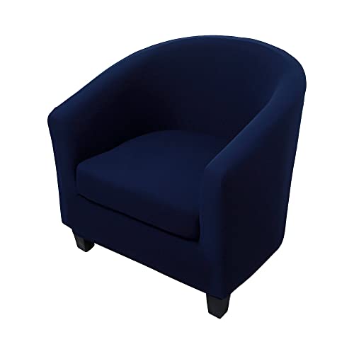 Highdi Sesselschoner Sesselüberwurf mit Elastisch Stretch Husse 2 Stück, Club Chair Schonbezug Sofabezug mit hoher Dehnung Sessel für Loungesessel Cocktailsessel (einfarbig dunkelblau) von Highdi