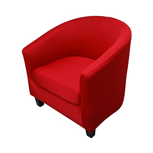 Highdi Sesselschoner Sesselüberwurf mit Elastisch Stretch Husse 2 Stück, Club Chair Schonbezug Sofabezug mit hoher Dehnung Sessel für Loungesessel Cocktailsessel (einfarbig rot) von Highdi