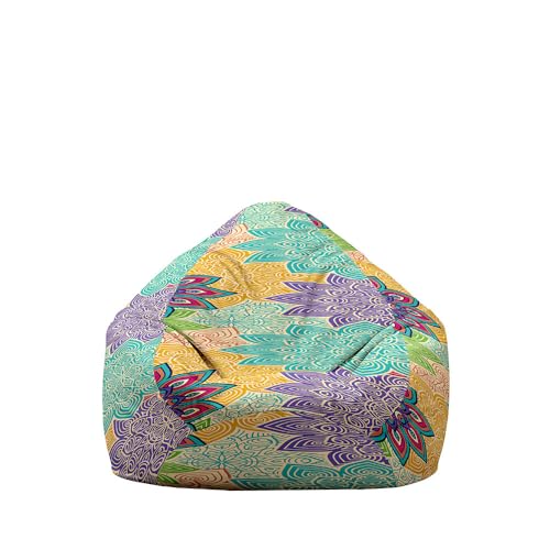 Highdi Sitzsack Kinder Mandala mit Ohne Füllung - Sitzsack Spielzeug Aufbewahrung,Sitzsack Stuhl Abdeckung Plüschtier Aufbewahrung Bequeme Bodenliege (Blau-Lila,M:80x90cm) von Highdi