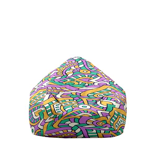 Highdi Sitzsack Kinder Mandala mit Ohne Füllung - Sitzsack Spielzeug Aufbewahrung,Sitzsack Stuhl Abdeckung Plüschtier Aufbewahrung Bequeme Bodenliege (Hellviolett,L:90x110cm) von Highdi
