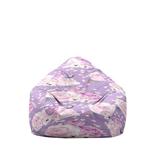 Highdi Sitzsack Kinder Mandala mit Ohne Füllung - Sitzsack Spielzeug Aufbewahrung,Sitzsack Stuhl Abdeckung Plüschtier Aufbewahrung Bequeme Bodenliege (Rosa Rosen,XL:100x120cm) von Highdi