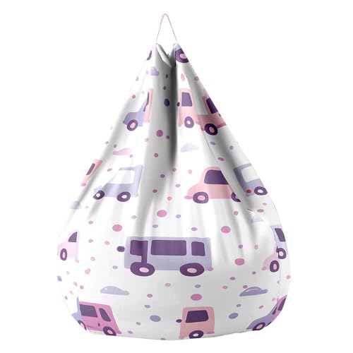 Highdi Sitzsack Kinder mit Ohne Füllung - Sitzsack Spielzeug Aufbewahrung,Sitzsack Stuhl Abdeckung Plüschtier Aufbewahrung Bequeme Bodenliege (Automuster 4,S:70x80cm) von Highdi