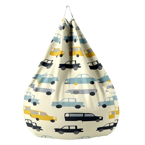 Highdi Sitzsack Kinder mit Ohne Füllung - Sitzsack Spielzeug Aufbewahrung,Sitzsack Stuhl Abdeckung Plüschtier Aufbewahrung Bequeme Bodenliege (Automuster 5,L:90x110cm) von Highdi
