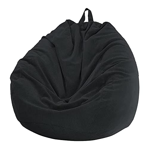 Highdi Sitzsack für Erwachsene Indoor Outdoor Sitzkissen Waschbarer Weicher Flauschiger Sofabettbezug Ohne Füllung Gartenkissen Bodenkissen für Wohnzimmer Gaming (100x120cm,Schwarz) von Highdi