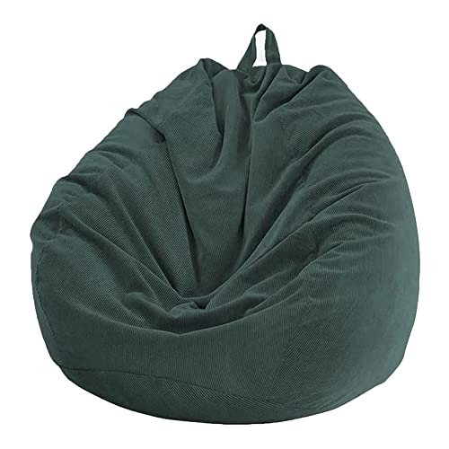 Highdi Sitzsack für Erwachsene Indoor Outdoor Sitzkissen Waschbarer Weicher Flauschiger Sofabettbezug Ohne Füllung Gartenkissen Bodenkissen für Wohnzimmer Gaming (70x80cm,Dunkelgrün) von Highdi