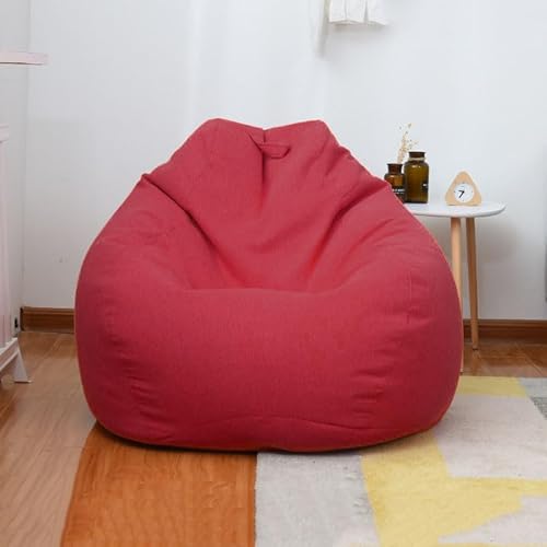 Highdi Sitzsack für Erwachsene Kinder Indoor Outdoor Sitzkissen Waschbarer Weicher Flauschiger Sofabettbezug Ohne Füllung Gartenkissen Bodenkissen für Wohnzimmer Gaming (100x120cm,Rot) von Highdi