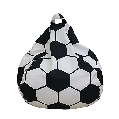 Highdi Sitzsack für Erwachsene Kinder Indoor Outdoor Sitzkissen Waschbarer Weicher Flauschiger Sofabettbezug Ohne Füllung Gartenkissen Bodenkissen für Wohnzimmer Gaming (70x80cm,Fußball) von Highdi