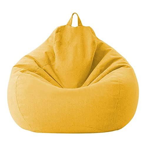 Highdi Sitzsack für Erwachsene Outdoor Indoor Sitzkissen Waschbarer Weicher Flauschiger Sofabettbezug Ohne Füllung Gartenkissen Bodenkissen für Wohnzimmer Gaming (70x80cm,Gelb) von Highdi